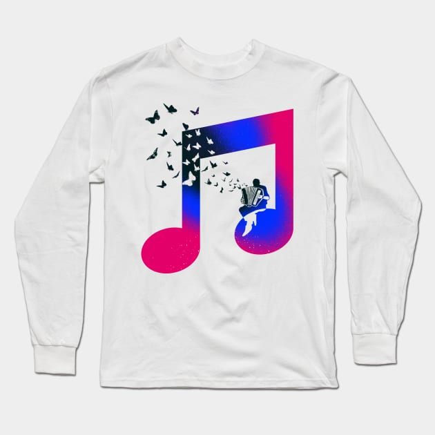 Music Accordion Butterfly Long Sleeve T-Shirt by barmalisiRTB